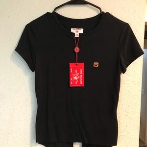 True Religion black open back tie top